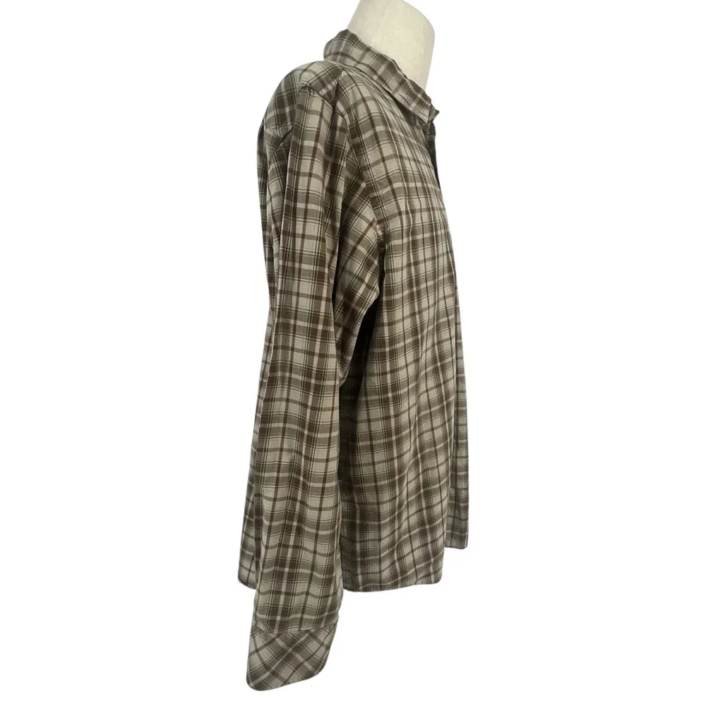 Banana Republic Relaxed Plaid Button Down Shirt Mens‎ L Brown Tan Cotton Casual